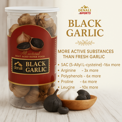Black Garlic 17.64 Oz (500G) Whole Black Garlic Denali Sports Fermented Super Foods, Non-GMOs, Non-Additives, High in Antioxidants, Ready to Eat