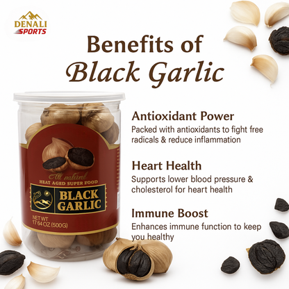 Black Garlic 17.64 Oz (500G) Whole Black Garlic Denali Sports Fermented Super Foods, Non-GMOs, Non-Additives, High in Antioxidants, Ready to Eat