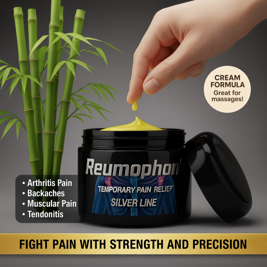 Reumophon's Silver Line 4oz Topical Cream for Arthritis Pain Backaches Muscular Joint Tendonitis Carpal Tunnel Deep Tissue Massage & Common Aches