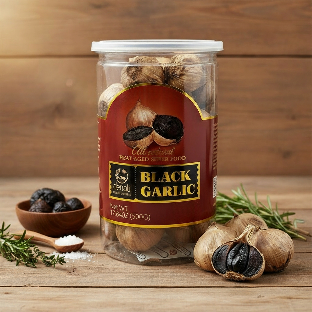 Black Garlic 17.64 Oz (500G) Whole Black Garlic Denali Sports Fermented Super Foods, Non-GMOs, Non-Additives, High in Antioxidants, Ready to Eat