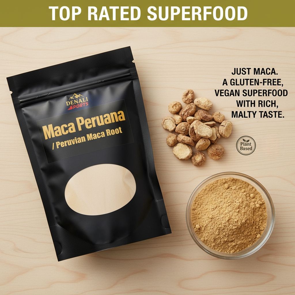 Denali Natural Products Peruvian Maca Root 3.5oz Powder Superfood Adaptogen Improve Sexual Function Boost Energy Improve Mood Reduce Inflammation Boost Libido Reduce Stress Organic Non GMO Vegan Gluten Free Kosher