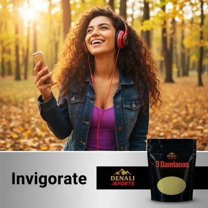 Denali Natural Products 3 Damianas 3.5oz Herbal Powder Damiana Tea Organic Fine Powder Ready Mix Improve Sexual Dysfunction Anti-Inflammatory Balance Hormones Reduce Anxiety Organic