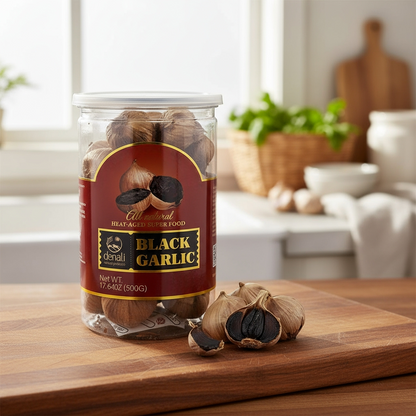 Black Garlic 17.64 Oz (500G) Whole Black Garlic Denali Sports Fermented Super Foods, Non-GMOs, Non-Additives, High in Antioxidants, Ready to Eat